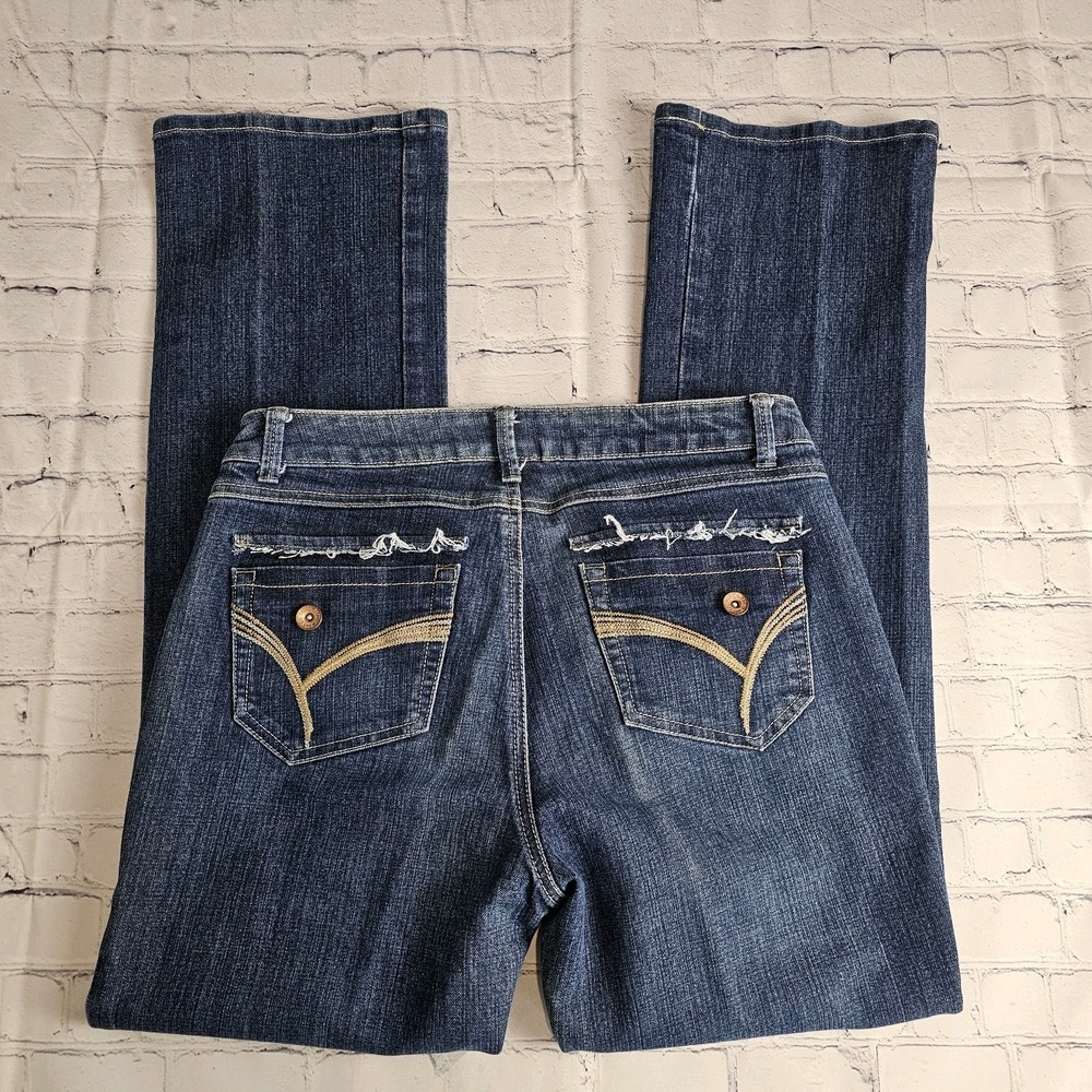 Vintage Faded Glory Womens Size 8 Jeans Stretch Bootcut Below Waist‎ Embroidered